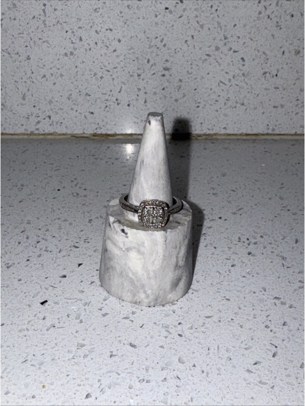 Sterling Silver 925 Square Halo Stone Ring Jewellery Elegant Square Design